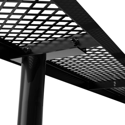 Flash Furniture SLF-EML72-H48L-BK-GG Commercial 6' Rectangular Expanded Mesh Metal Picnic Table with Anchors - Black - View 9