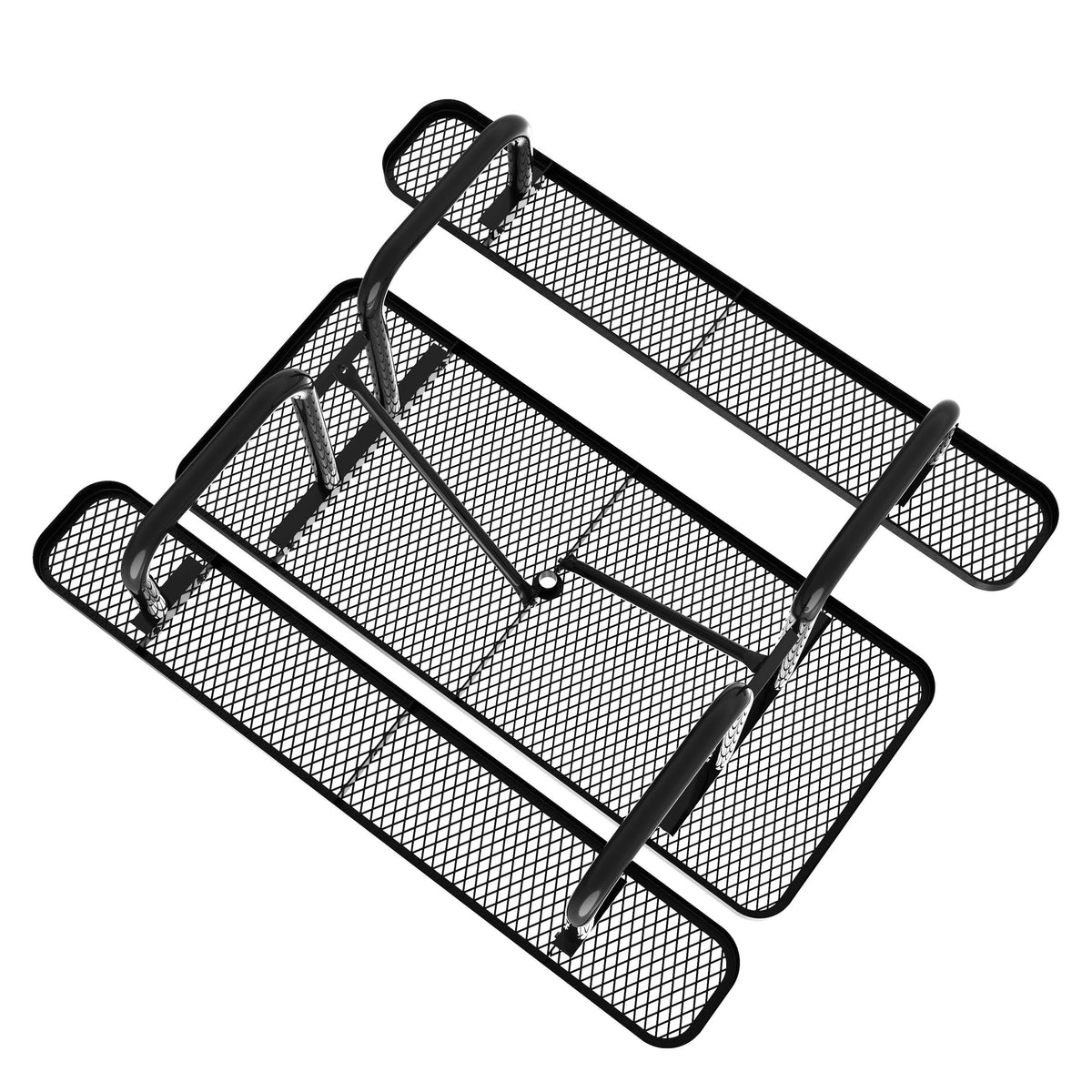 Flash Furniture SLF-EML72-H48L-BK-GG Commercial 6' Rectangular Expanded Mesh Metal Picnic Table with Anchors - Black - View 11