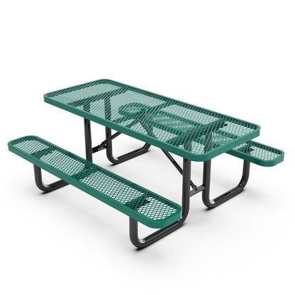 Flash Furniture SLF-EML72-H48L-GN-GG Commercial 6' Rectangular Expanded Mesh Metal Picnic Table with Anchors - Green - Main view