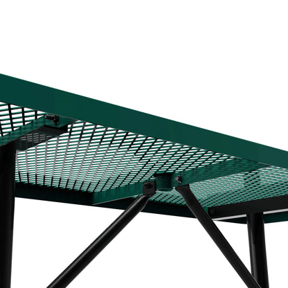 Flash Furniture SLF-EML72-H48L-GN-GG Commercial 6' Rectangular Expanded Mesh Metal Picnic Table with Anchors - Green - View 6