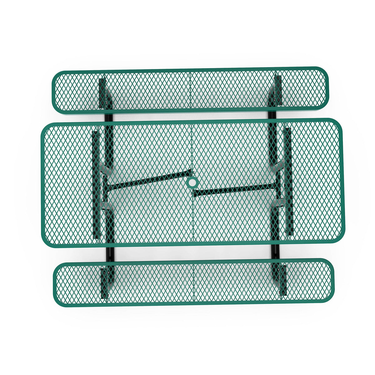 Flash Furniture SLF-EML72-H48L-GN-GG Commercial 6' Rectangular Expanded Mesh Metal Picnic Table with Anchors - Green - View 9