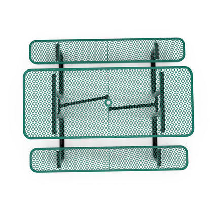 Flash Furniture SLF-EML72-H48L-GN-GG Commercial 6' Rectangular Expanded Mesh Metal Picnic Table with Anchors - Green - View 9