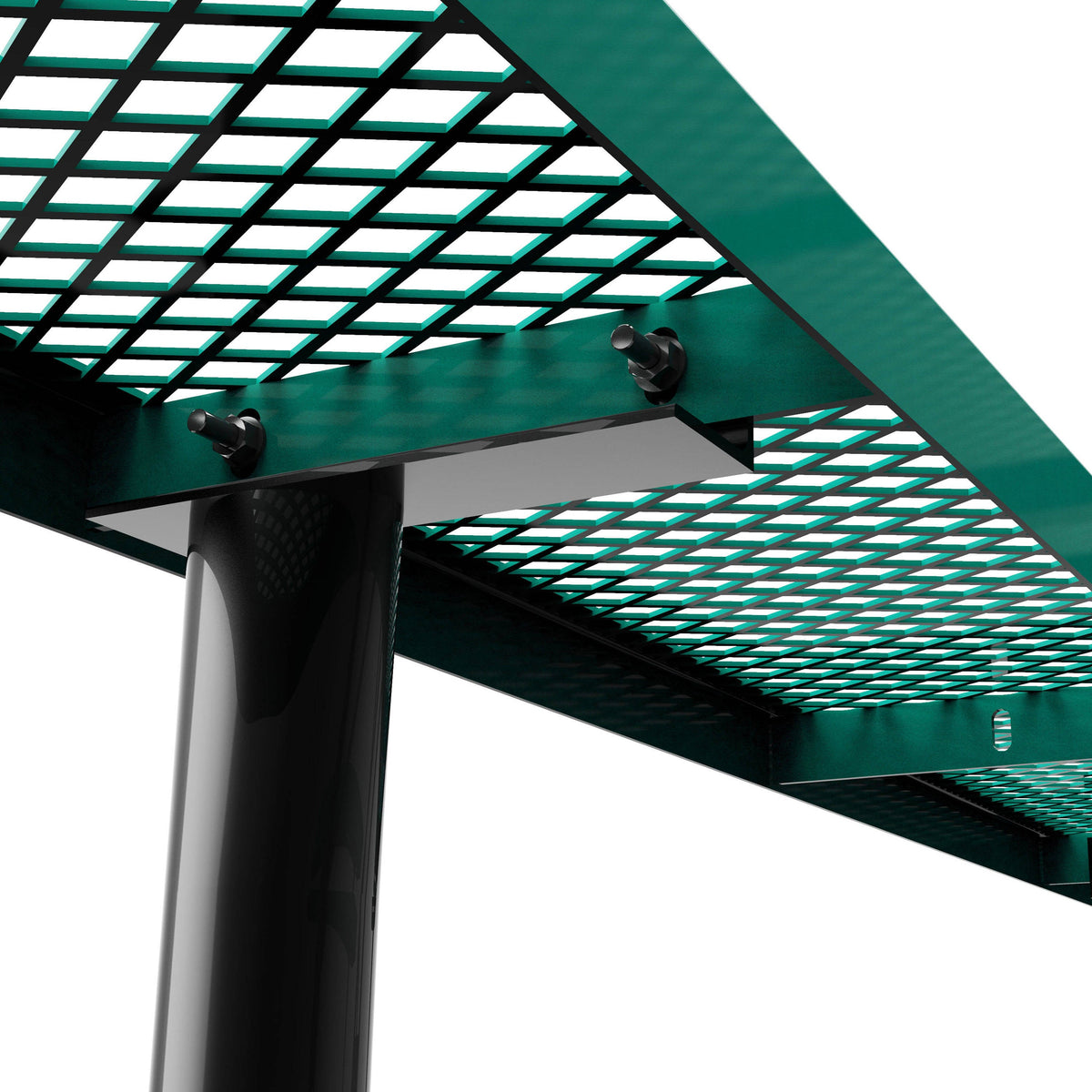 Flash Furniture SLF-EML72-H48L-GN-GG Commercial 6' Rectangular Expanded Mesh Metal Picnic Table with Anchors - Green - View 10