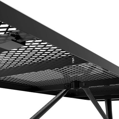 Flash Furniture SLF-EML96-H60L-BK-GG Commercial 8' Rectangular Expanded Mesh Metal Picnic Table with Anchors - Black - View 6