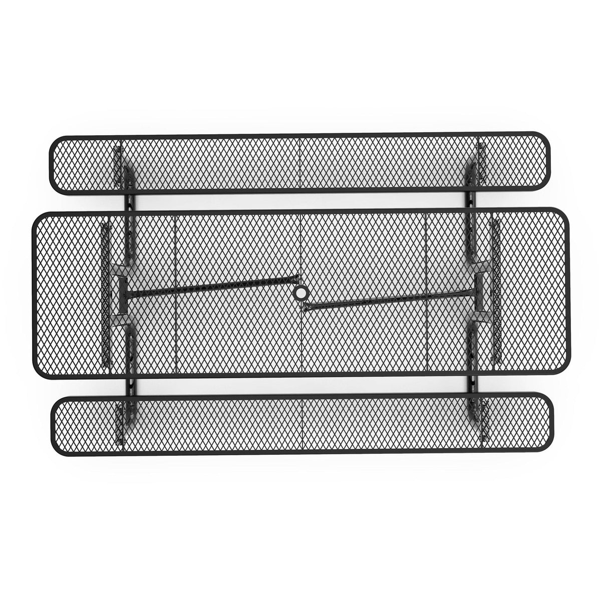 Flash Furniture SLF-EML96-H60L-BK-GG Commercial 8' Rectangular Expanded Mesh Metal Picnic Table with Anchors - Black - View 9