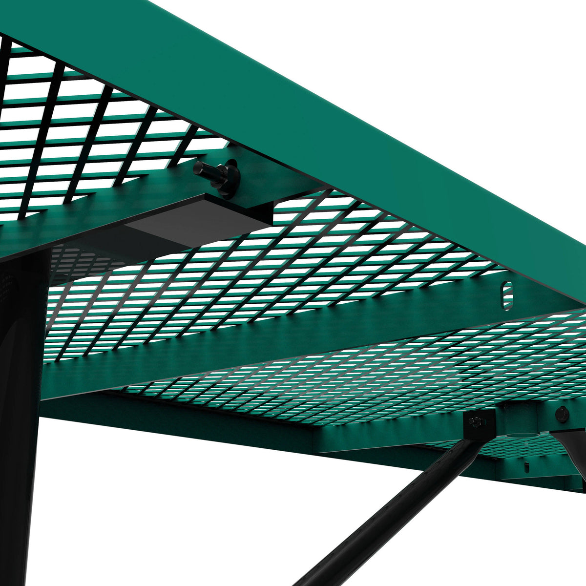 Flash Furniture SLF-EML96-H60L-GN-GG Commercial 8' Rectangular Expanded Mesh Metal Picnic Table with Anchors - Green - View 6