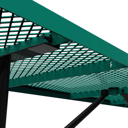 Flash Furniture SLF-EML96-H60L-GN-GG Commercial 8' Rectangular Expanded Mesh Metal Picnic Table with Anchors - Green - View 6