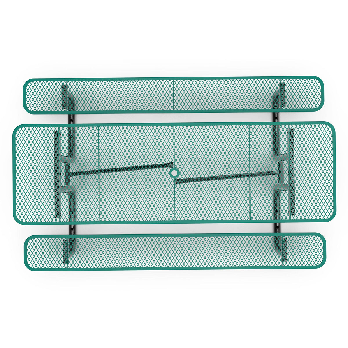 Flash Furniture SLF-EML96-H60L-GN-GG Commercial 8' Rectangular Expanded Mesh Metal Picnic Table with Anchors - Green - View 9