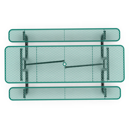 Flash Furniture SLF-EML96-H60L-GN-GG Commercial 8' Rectangular Expanded Mesh Metal Picnic Table with Anchors - Green - View 9