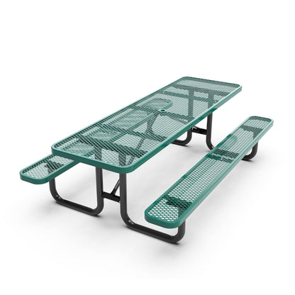 Flash Furniture SLF-EML96-H60L-GN-GG Commercial 8' Rectangular Expanded Mesh Metal Picnic Table with Anchors - Green - View 11