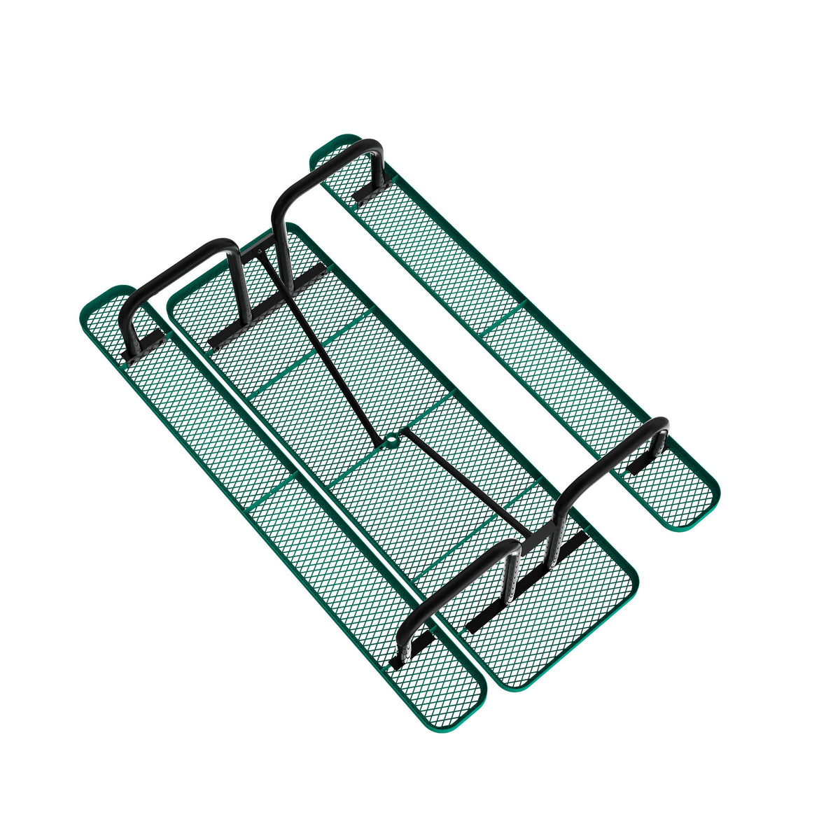 Flash Furniture SLF-EML96-H60L-GN-GG Commercial 8' Rectangular Expanded Mesh Metal Picnic Table with Anchors - Green - View 12