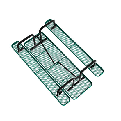 Flash Furniture SLF-EML96-H60L-GN-GG Commercial 8' Rectangular Expanded Mesh Metal Picnic Table with Anchors - Green - View 12