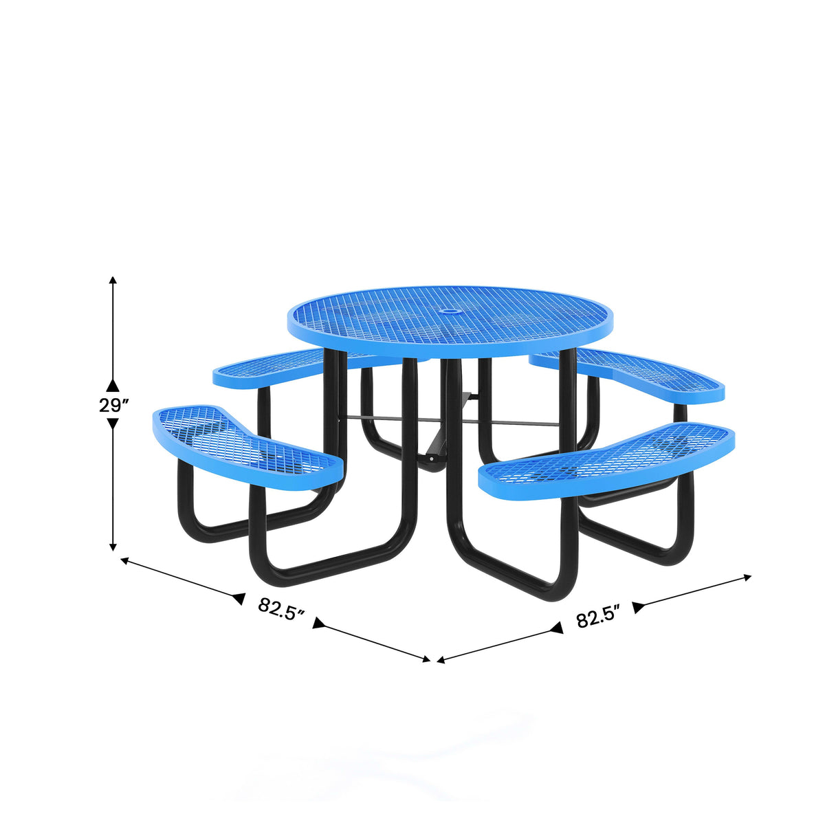 Flash Furniture SLF-EMR-46-BL-GG Commercial Grade 46 Inch Round Expanded Mesh Metal Outdoor Picnic Table - Blue - View 4