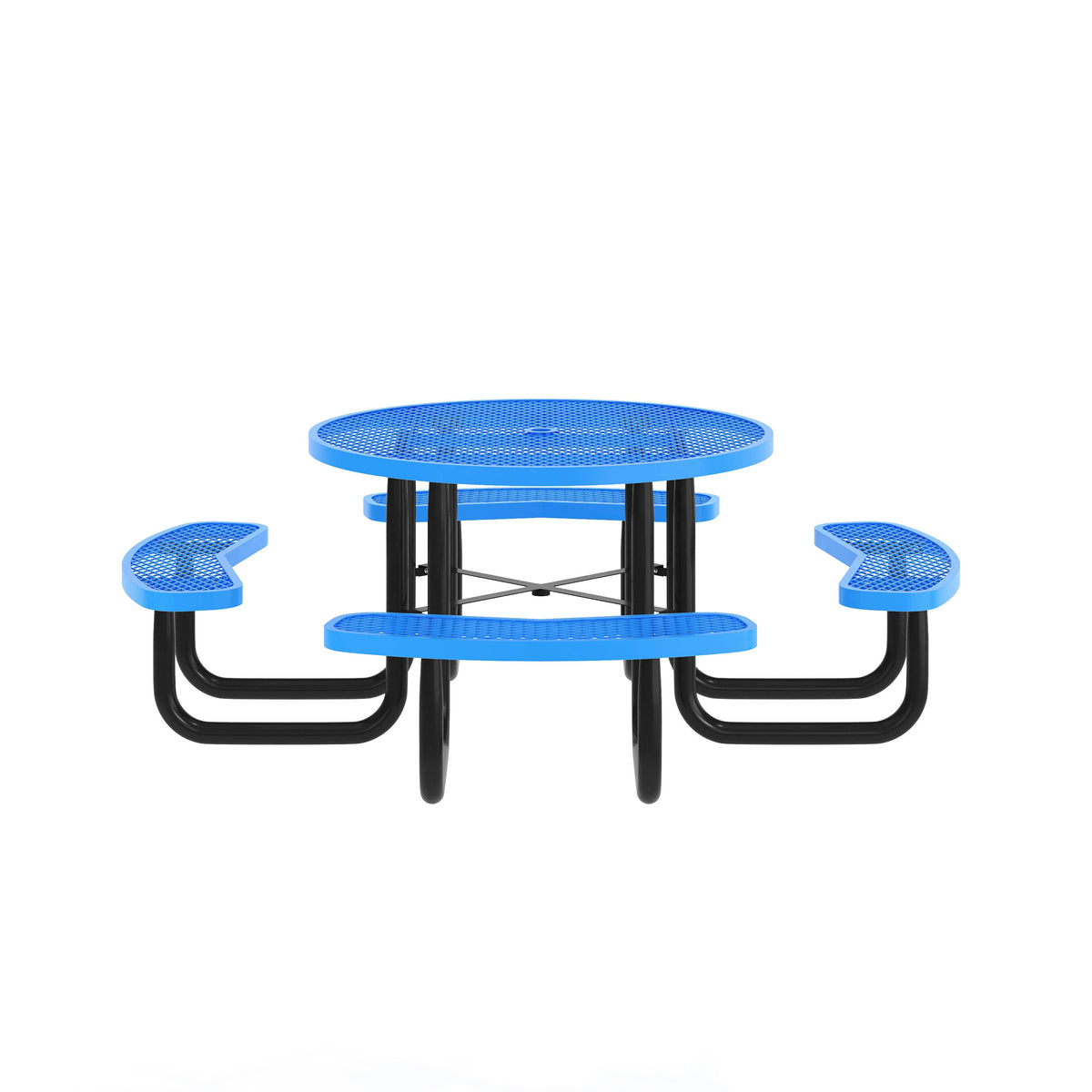 Flash Furniture SLF-EMR-46-BL-GG Commercial Grade 46 Inch Round Expanded Mesh Metal Outdoor Picnic Table - Blue - View 6