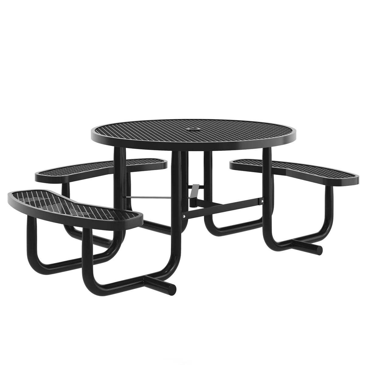 Flash Furniture SLF-EMR-46ADA-BK-GG Commercial 46" Round Wheelchair Accessible Metal Outdoor Picnic Table - Black - Main view
