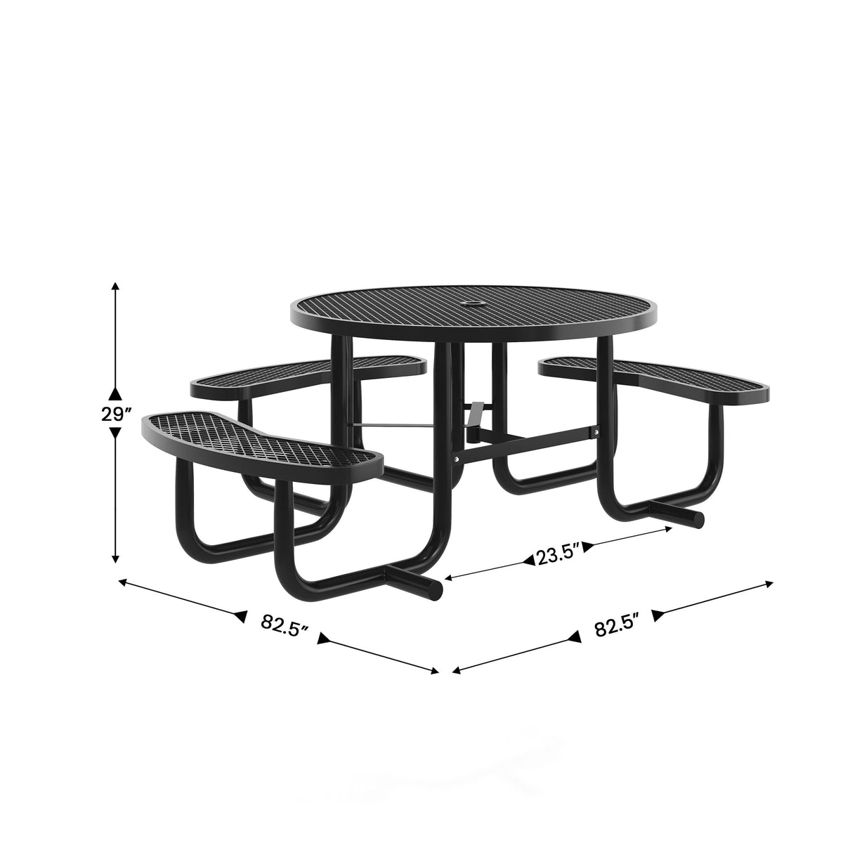 Flash Furniture SLF-EMR-46ADA-BK-GG Commercial 46" Round Wheelchair Accessible Metal Outdoor Picnic Table - Black - View 4