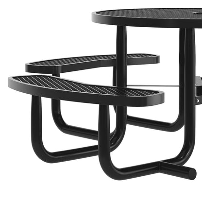 Flash Furniture SLF-EMR-46ADA-BK-GG Commercial 46" Round Wheelchair Accessible Metal Outdoor Picnic Table - Black - View 5