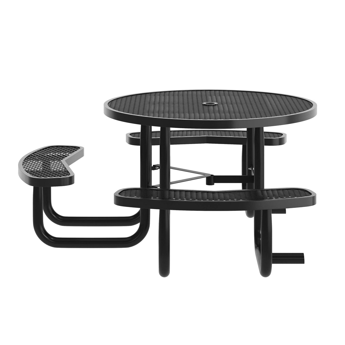 Flash Furniture SLF-EMR-46ADA-BK-GG Commercial 46" Round Wheelchair Accessible Metal Outdoor Picnic Table - Black - View 6