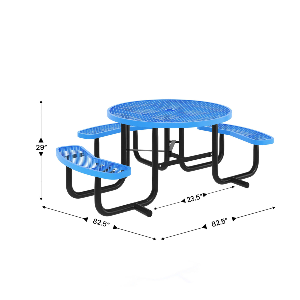 Flash Furniture SLF-EMR-46ADA-BL-GG Commercial 46" Round Wheelchair Accessible Metal Outdoor Picnic Table - Blue - View 4