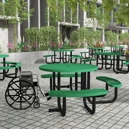 Flash Furniture SLF-EMR-46ADA-GN-GG Commercial 46" Round Wheelchair Accessible Metal Outdoor Picnic Table - Green - View 2