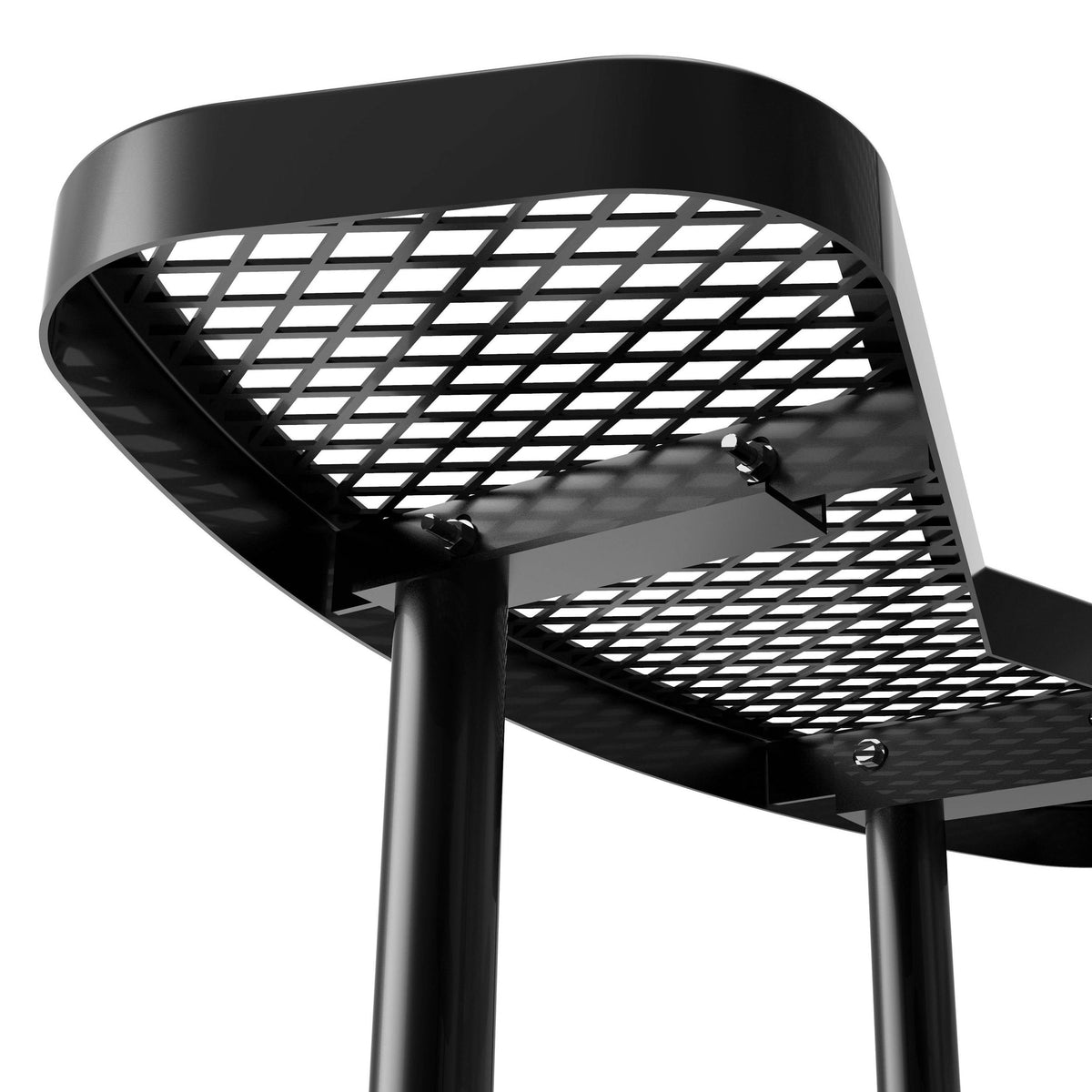 Flash Furniture SLF-EMR46-H60L-BK-GG Commercial 46 Inch Round Expanded Mesh Metal Picnic Table with Anchors - Black - View 12