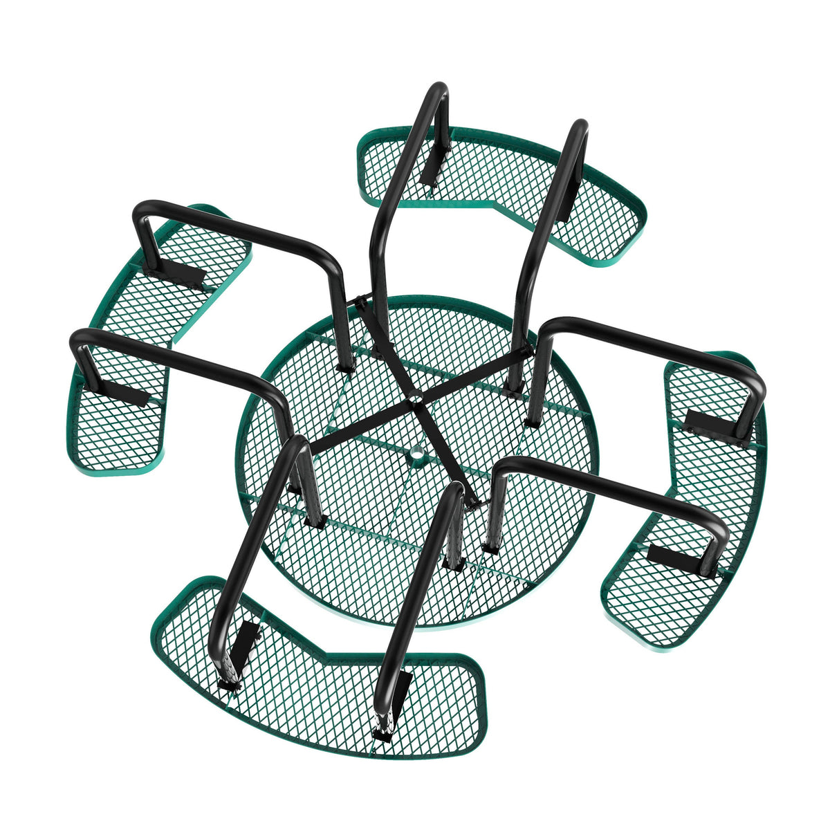 Flash Furniture SLF-EMR46-H60L-GN-GG Commercial 46 Inch Round Expanded Mesh Metal Picnic Table with Anchors - Green - View 9