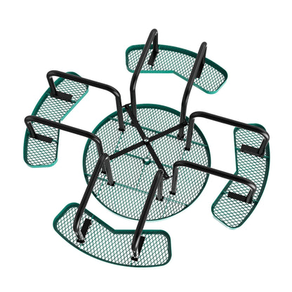 Flash Furniture SLF-EMR46-H60L-GN-GG Commercial 46 Inch Round Expanded Mesh Metal Picnic Table with Anchors - Green - View 9