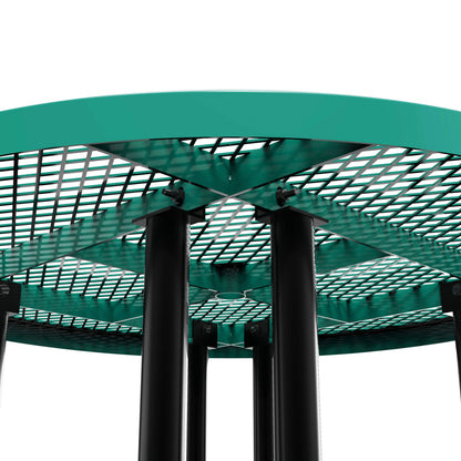 Flash Furniture SLF-EMR46-H60L-GN-GG Commercial 46 Inch Round Expanded Mesh Metal Picnic Table with Anchors - Green - View 10