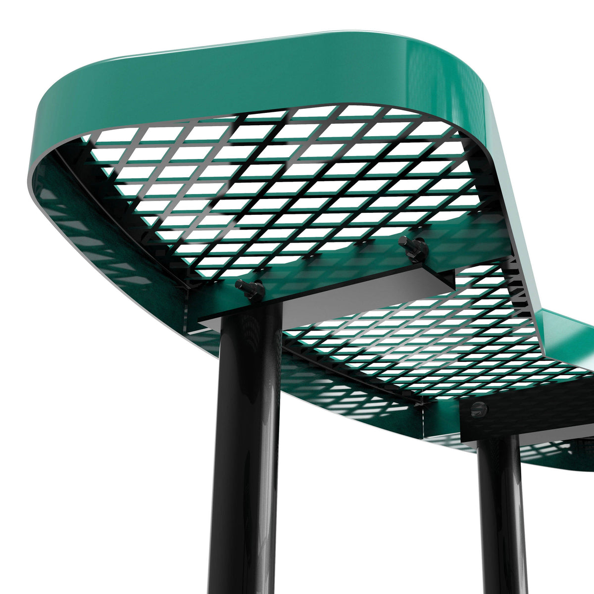 Flash Furniture SLF-EMR46-H60L-GN-GG Commercial 46 Inch Round Expanded Mesh Metal Picnic Table with Anchors - Green - View 12