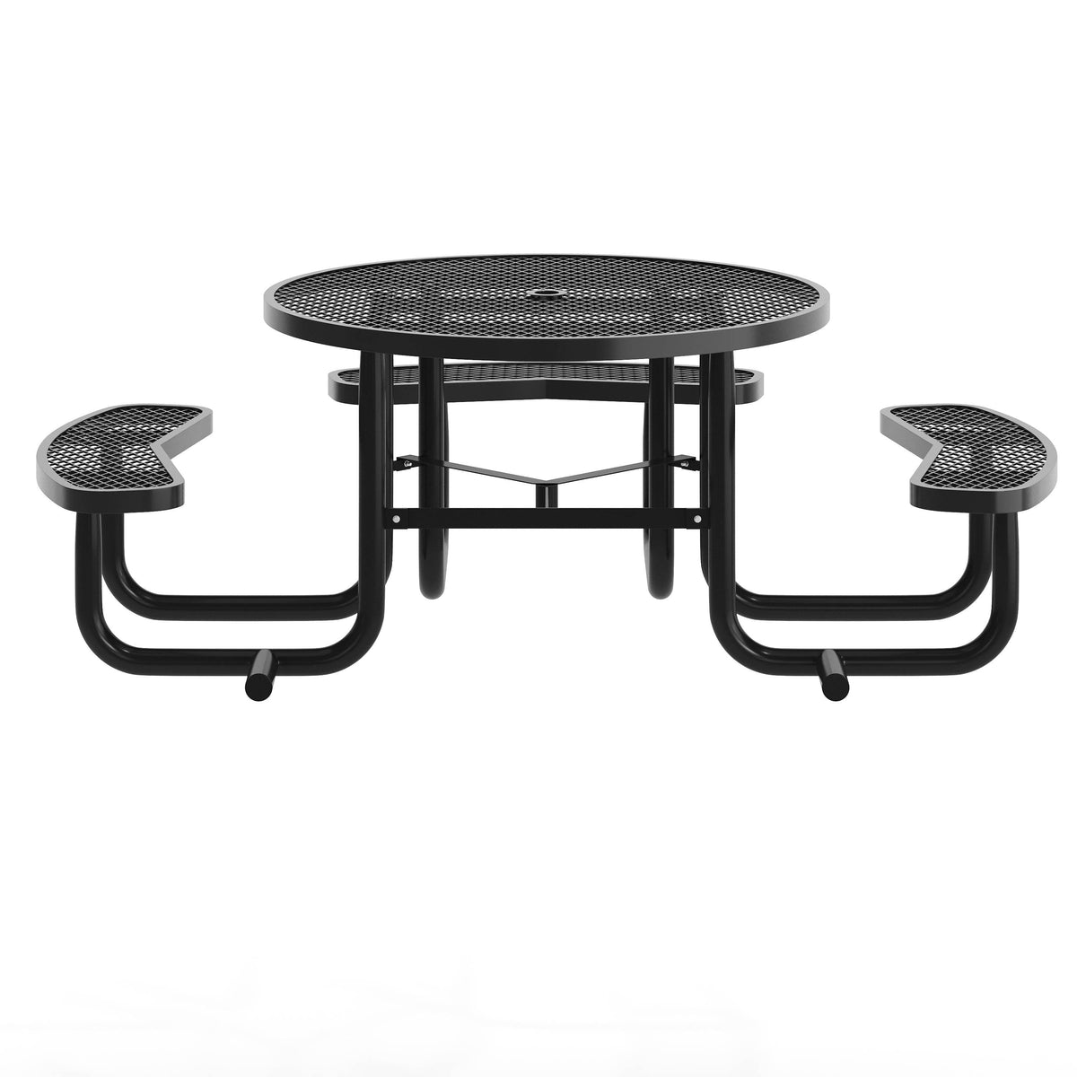 Flash Furniture SLF-EMR46ADA-HL60L-BK-GG 46" Round Wheelchair Accessible Metal Picnic Table with Ground Anchors - Black - View 8