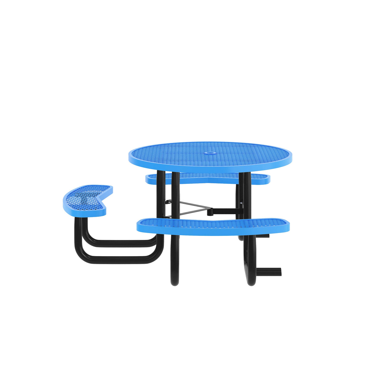 Flash Furniture SLF-EMR46ADA-HL60L-BL-GG 46" Round Wheelchair Accessible Metal Picnic Table with Ground Anchors - Blue - View 7
