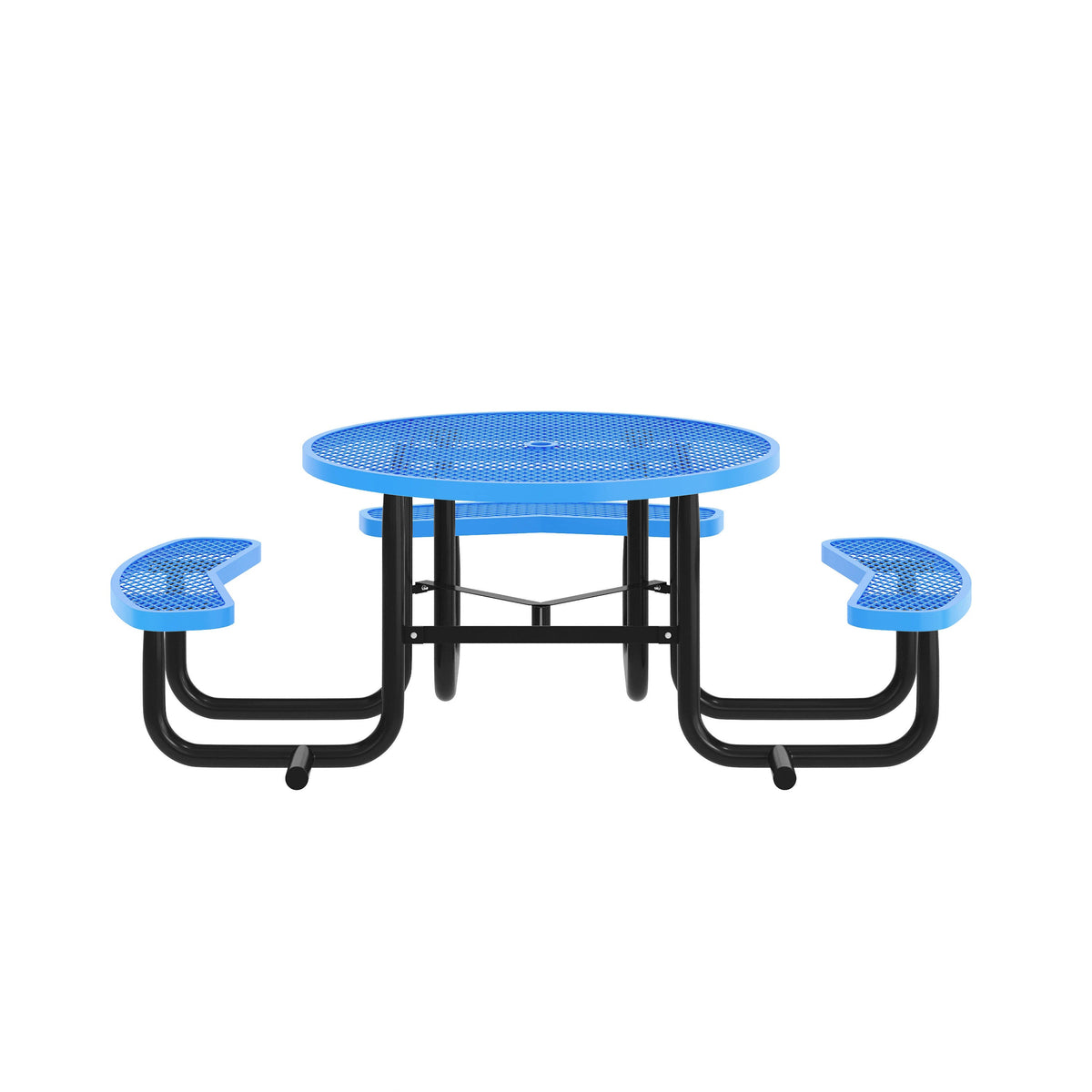 Flash Furniture SLF-EMR46ADA-HL60L-BL-GG 46" Round Wheelchair Accessible Metal Picnic Table with Ground Anchors - Blue - View 8
