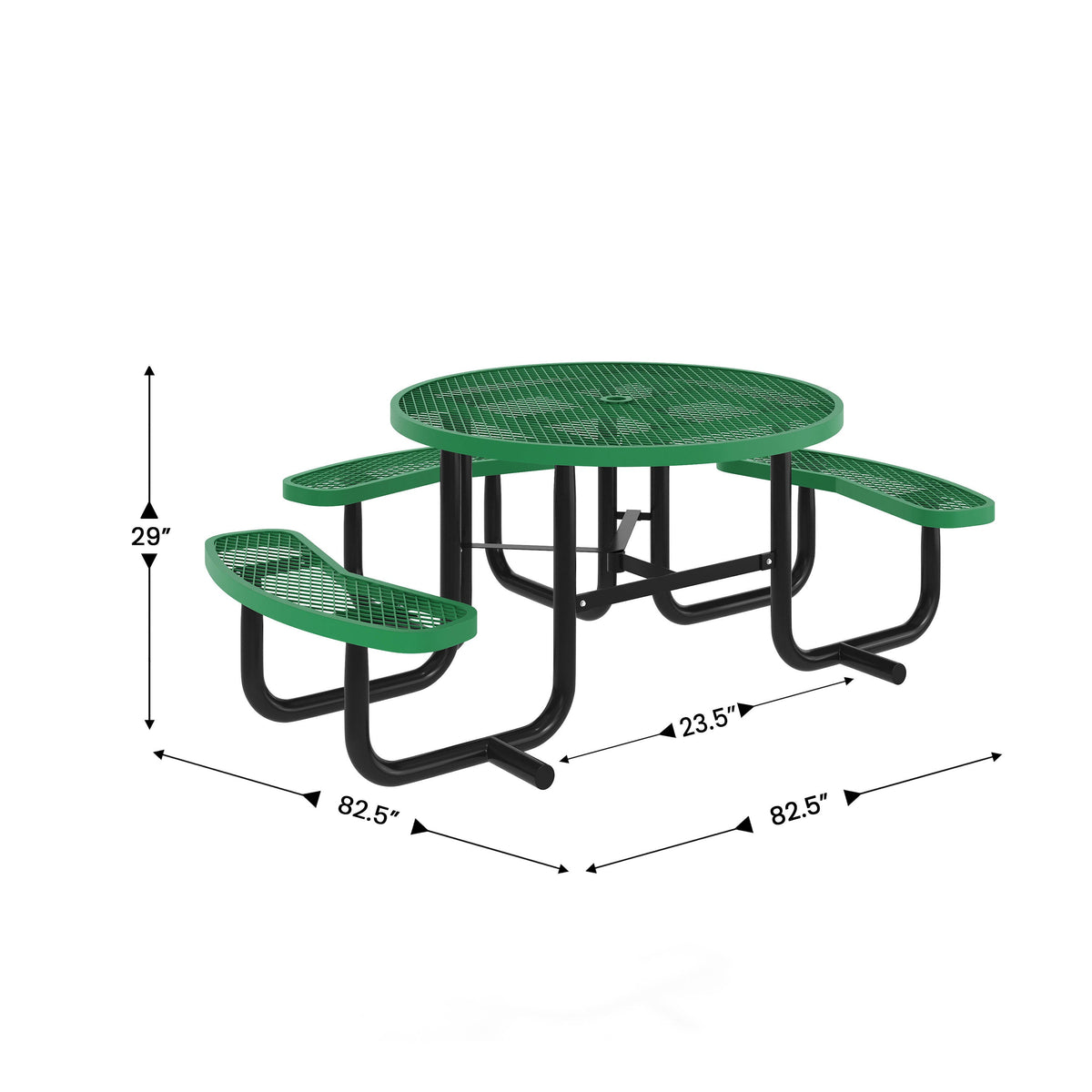 Flash Furniture SLF-EMR46ADA-HL60L-GN-GG 46" Round Wheelchair Accessible Metal Picnic Table with Ground Anchors - Green - View 4