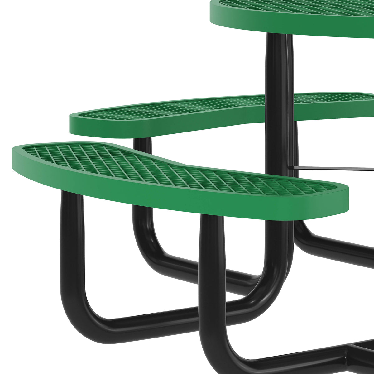 Flash Furniture SLF-EMR46ADA-HL60L-GN-GG 46" Round Wheelchair Accessible Metal Picnic Table with Ground Anchors - Green - View 6