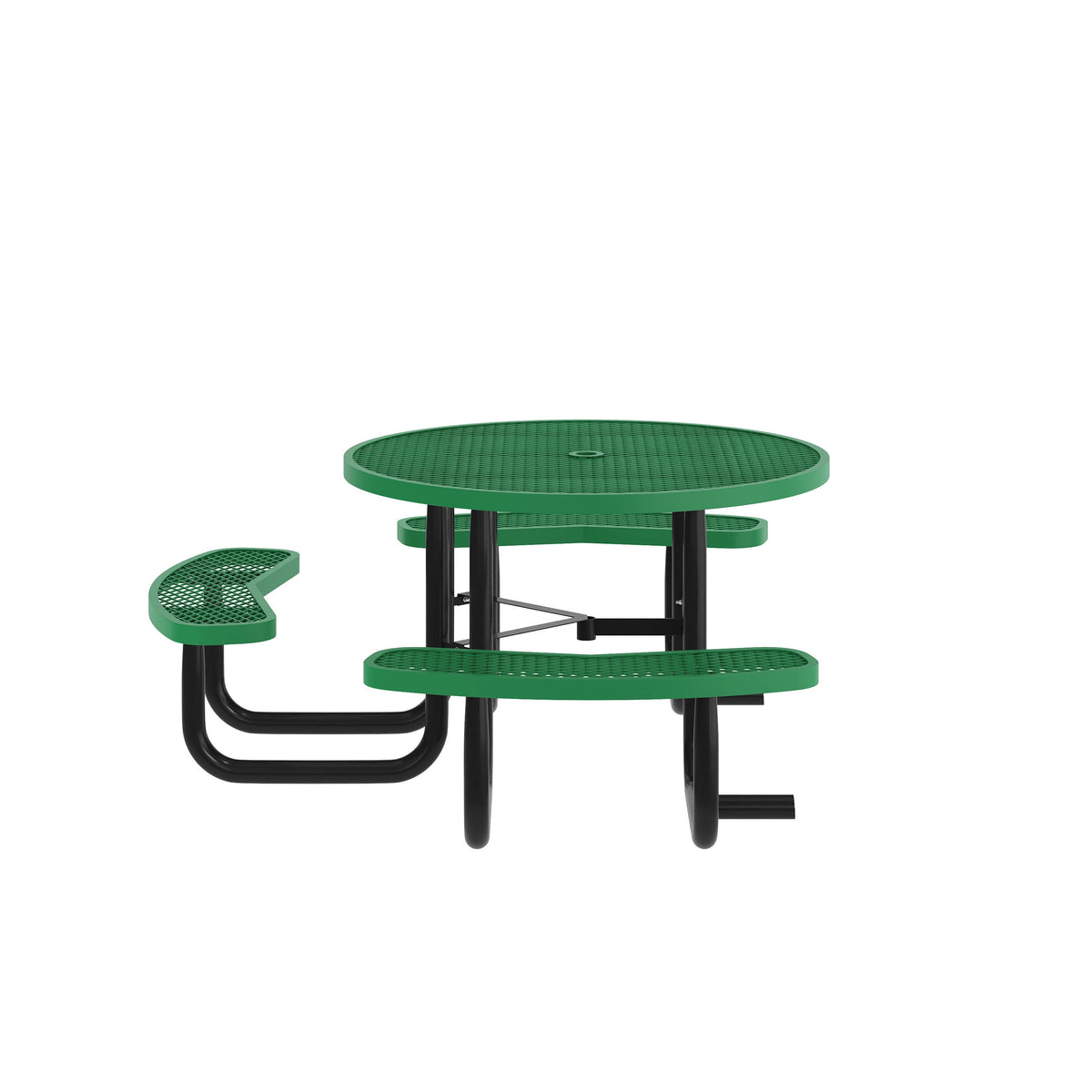 Flash Furniture SLF-EMR46ADA-HL60L-GN-GG 46" Round Wheelchair Accessible Metal Picnic Table with Ground Anchors - Green - View 7