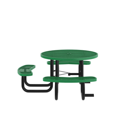Flash Furniture SLF-EMR46ADA-HL60L-GN-GG 46" Round Wheelchair Accessible Metal Picnic Table with Ground Anchors - Green - View 7