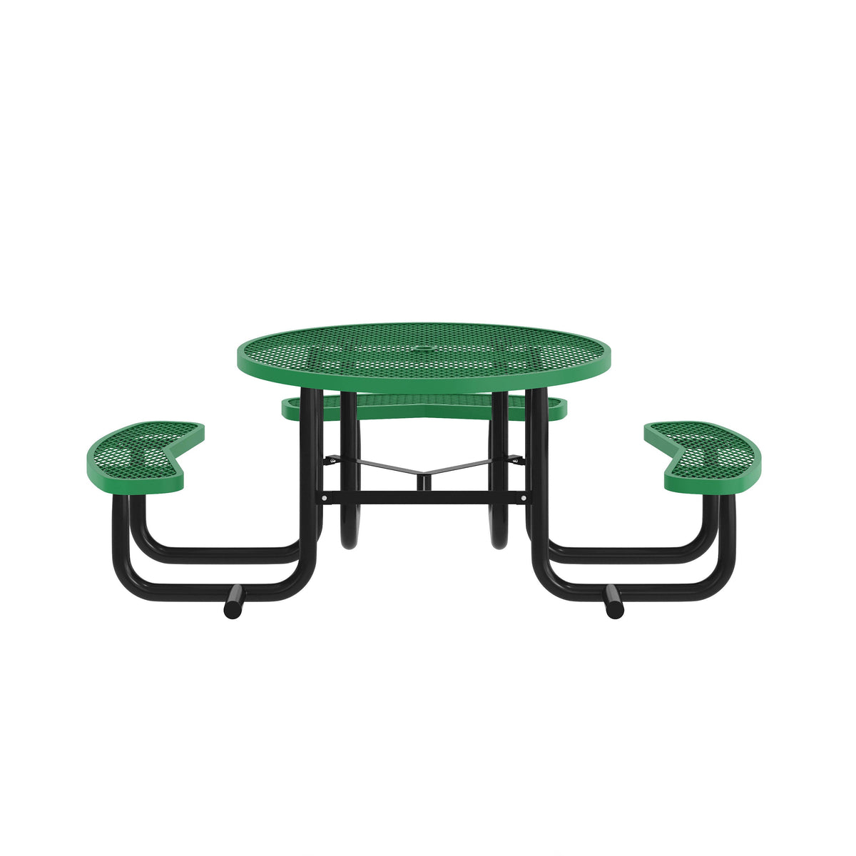 Flash Furniture SLF-EMR46ADA-HL60L-GN-GG 46" Round Wheelchair Accessible Metal Picnic Table with Ground Anchors - Green - View 8