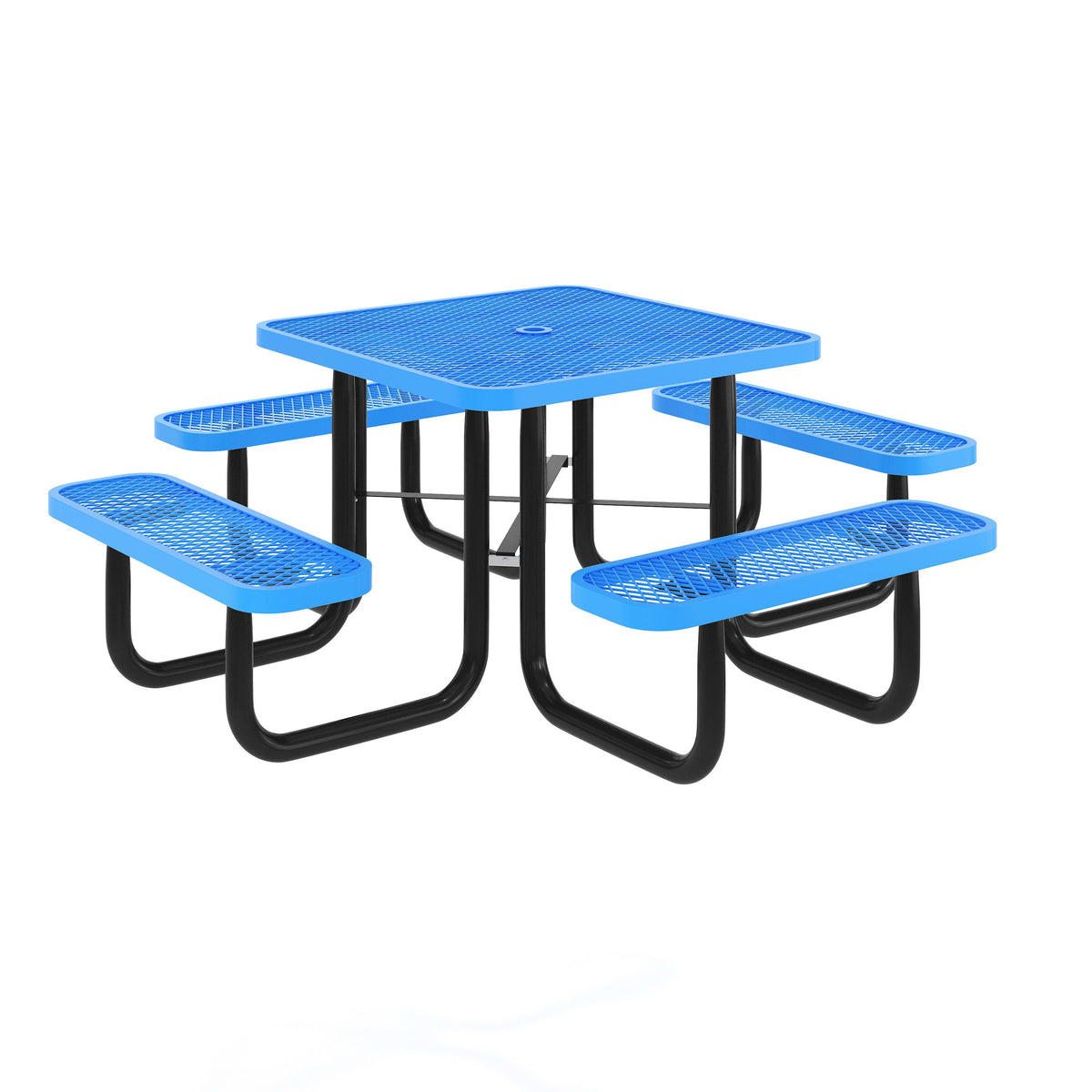 Flash Furniture SLF-EMS-46-BL-GG Commercial Grade 46 Inch Square Expanded Mesh Metal Outdoor Picnic Table - Blue - Main view