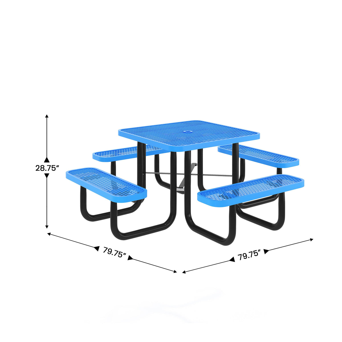 Flash Furniture SLF-EMS-46-BL-GG Commercial Grade 46 Inch Square Expanded Mesh Metal Outdoor Picnic Table - Blue - View 4