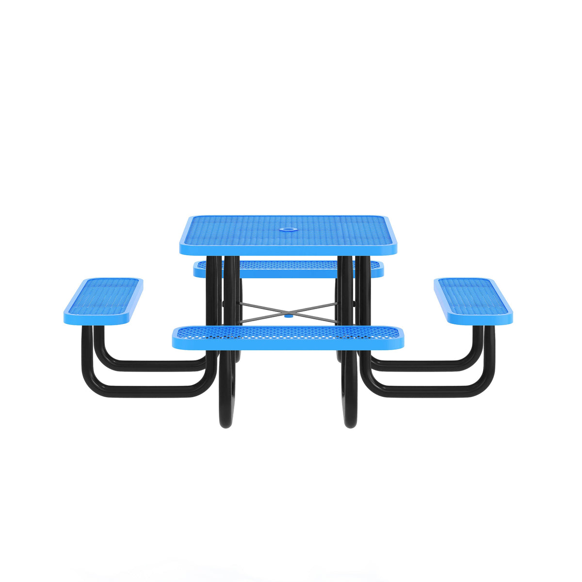 Flash Furniture SLF-EMS-46-BL-GG Commercial Grade 46 Inch Square Expanded Mesh Metal Outdoor Picnic Table - Blue - View 6