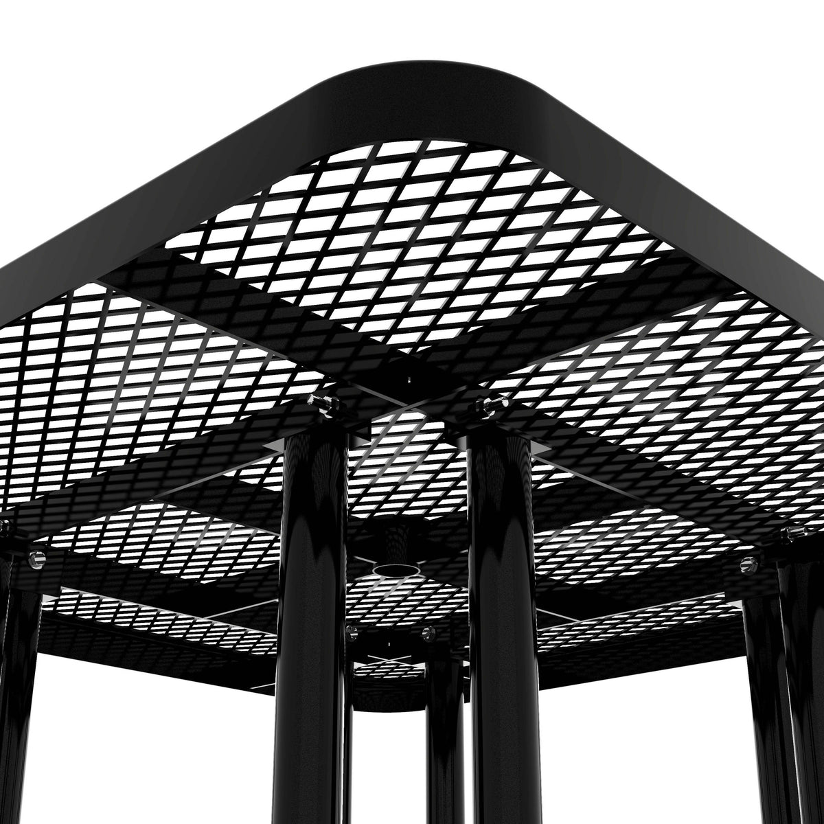 Flash Furniture SLF-EMS46-H60L-BK-GG Commercial 46 Inch Square Expanded Mesh Metal Picnic Table with Anchors - Black - View 6