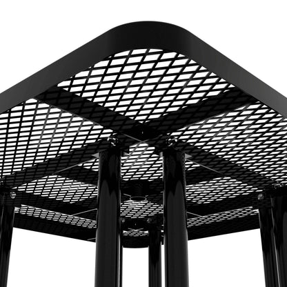 Flash Furniture SLF-EMS46-H60L-BK-GG Commercial 46 Inch Square Expanded Mesh Metal Picnic Table with Anchors - Black - View 6