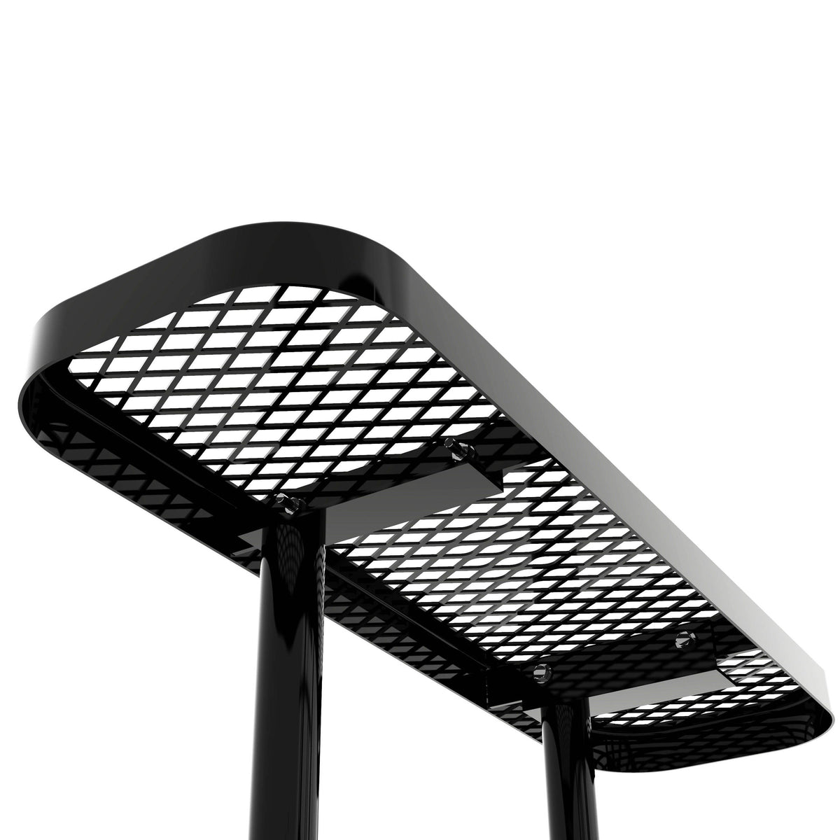 Flash Furniture SLF-EMS46-H60L-BK-GG Commercial 46 Inch Square Expanded Mesh Metal Picnic Table with Anchors - Black - View 10