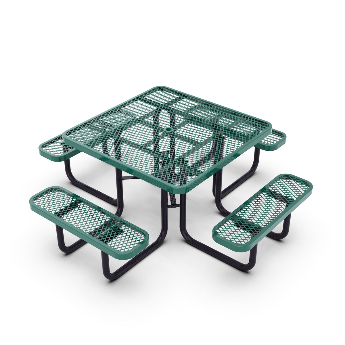 Flash Furniture SLF-EMS46-H60L-GN-GG Commercial 46 Inch Square Expanded Mesh Metal Picnic Table with Anchors - Green - Main view