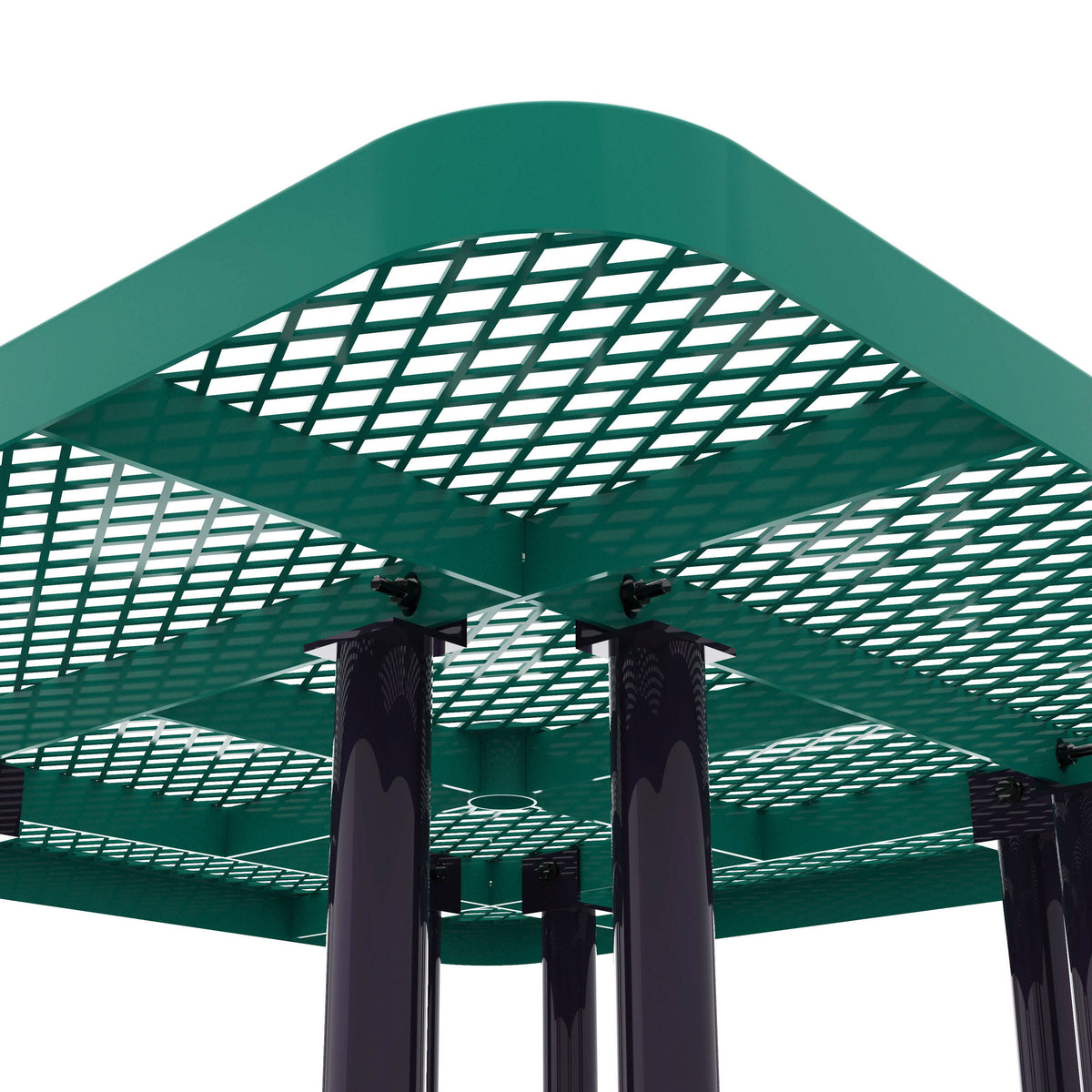 Flash Furniture SLF-EMS46-H60L-GN-GG Commercial 46 Inch Square Expanded Mesh Metal Picnic Table with Anchors - Green - View 6