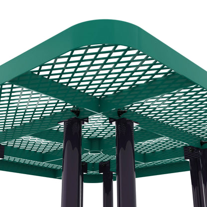 Flash Furniture SLF-EMS46-H60L-GN-GG Commercial 46 Inch Square Expanded Mesh Metal Picnic Table with Anchors - Green - View 6