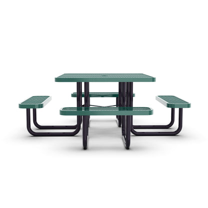Flash Furniture SLF-EMS46-H60L-GN-GG Commercial 46 Inch Square Expanded Mesh Metal Picnic Table with Anchors - Green - View 7