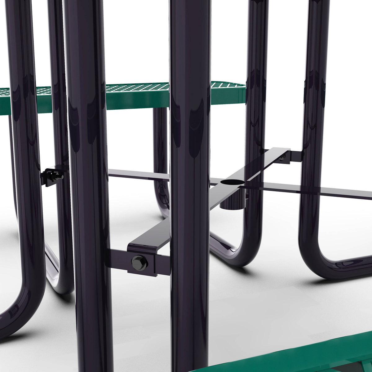 Flash Furniture SLF-EMS46-H60L-GN-GG Commercial 46 Inch Square Expanded Mesh Metal Picnic Table with Anchors - Green - View 9