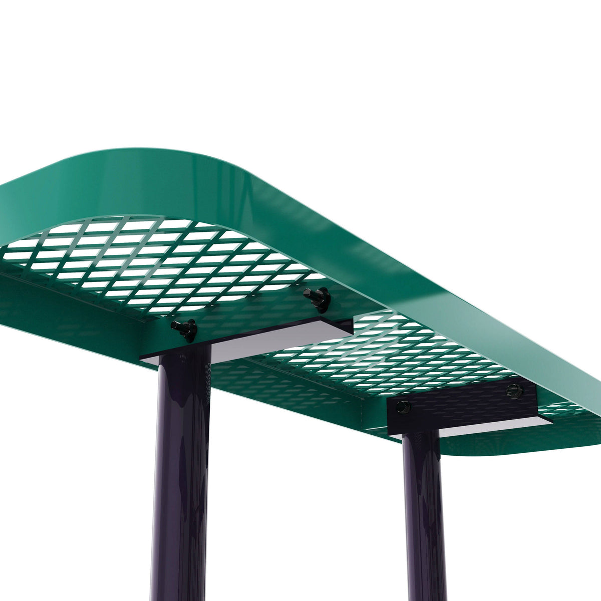 Flash Furniture SLF-EMS46-H60L-GN-GG Commercial 46 Inch Square Expanded Mesh Metal Picnic Table with Anchors - Green - View 10