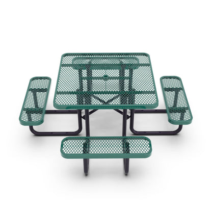 Flash Furniture SLF-EMS46-H60L-GN-GG Commercial 46 Inch Square Expanded Mesh Metal Picnic Table with Anchors - Green - View 11